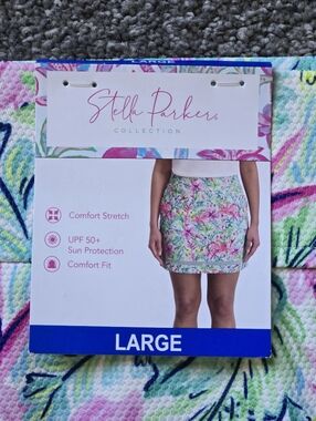 Stella Parker Floral Comfort Stretch Skort - Large - Pink/Green